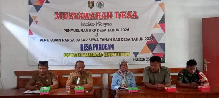 Musyawarah Desa (MUSDes) dalam Rangka Penyusunan Rencana Kerja Pemerintah Desa (RKPDes) Tahun 2024, Desa  Pandean Kec.Karanganyar Kab.Ngawi