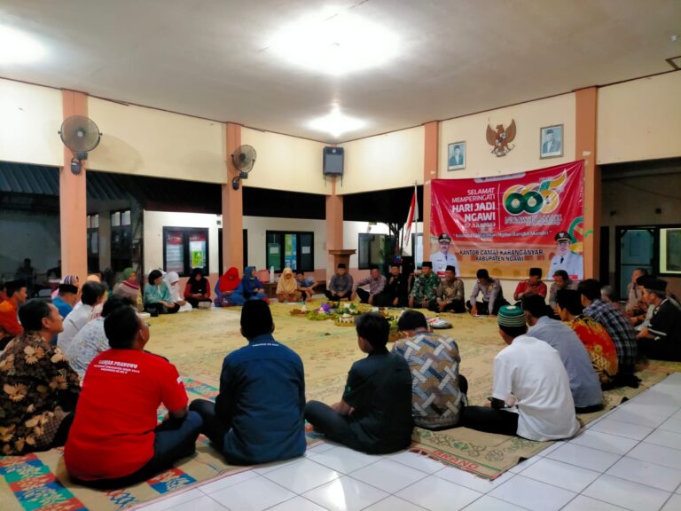 Hari Ulang Tahun (HUT) atau Hari Jadi Ngawi ke 665 diperingati pada Jumat, 7 Juli 2023. Kantor Kecamatan Karanganyar juga telah menyiapkan dan mengikuti serangkaian acara untuk Hari Jadi Ngawi ke 665. Pada peringatan Hari Jadi Ngawi ke 665 Pemkab Ngawi mengusung tema “Kolaborasi Wujudkan Ngawi Bangkit Mandiri