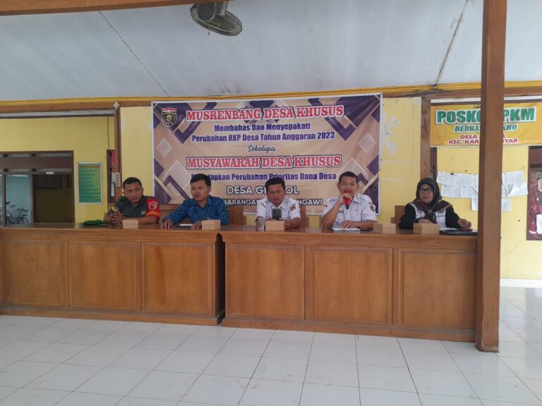 Musrenbang Desa Khusus Membahas dan Menyepakati Perubahan RKP Desa dan P.APBDes Tahun Anggaran 2023. Sekaligus Musyawarah Desa Menetapkan Perubahan Prioritas Dana Desa  Desa Gembol Kecamatan Karanganyar Kabupaten Ngawi